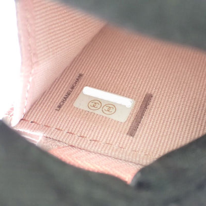Chanel Quilted Flap Zip Coin Case Bag Card Caviar Leather Pink Gold — view 9