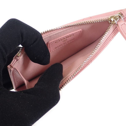 Chanel Quilted Flap Zip Coin Case Bag Card Caviar Leather Pink Gold — view 7