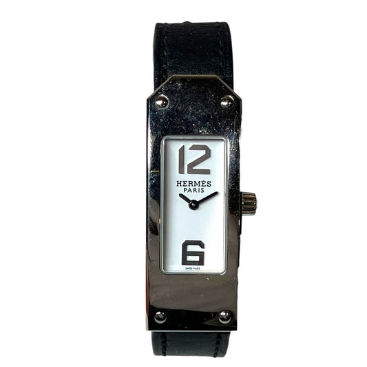 Hermes Kelly 2 Watch SS Leather Quartz White Dial