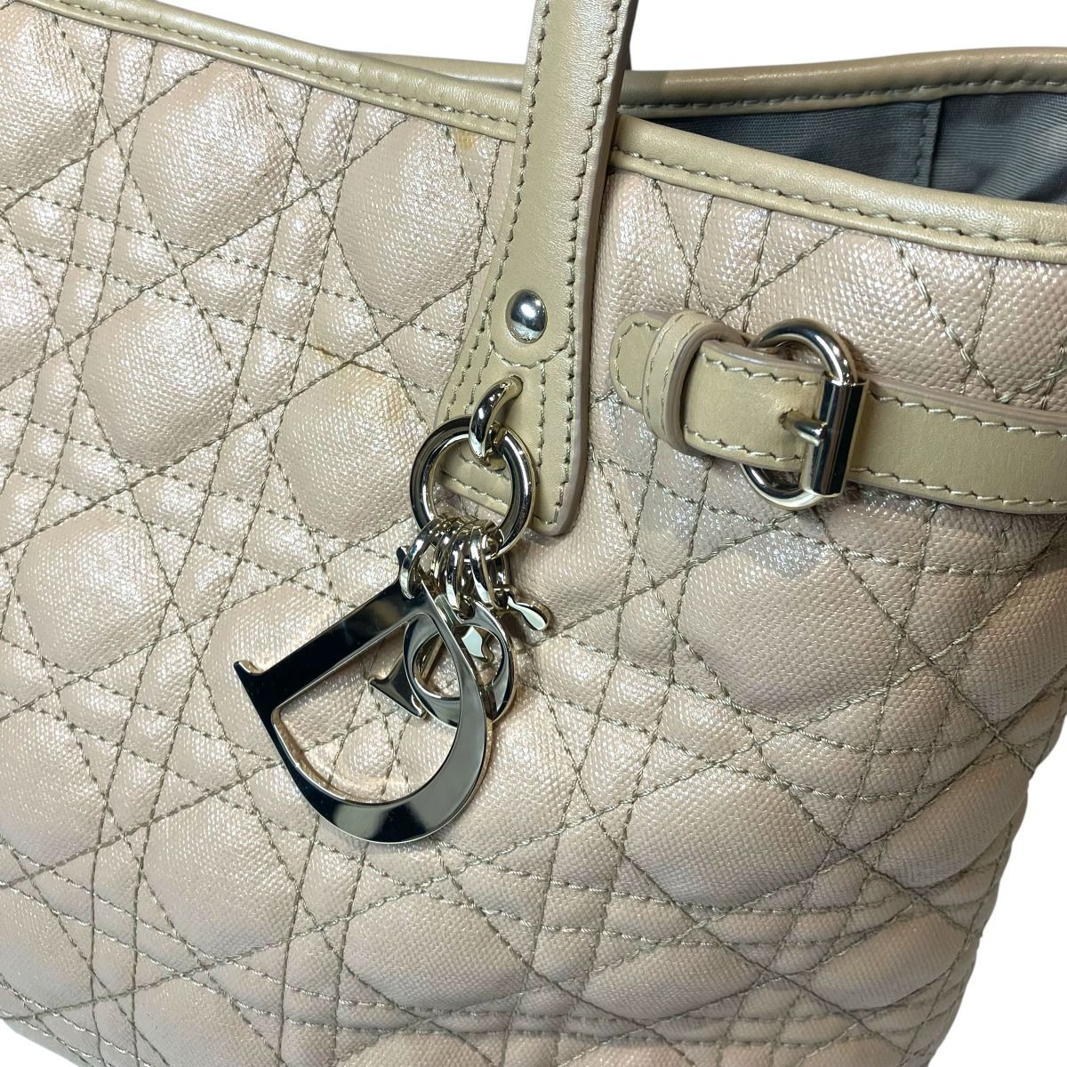 Dior Cannage Small Tote Panarea Canvas Leather — view 9