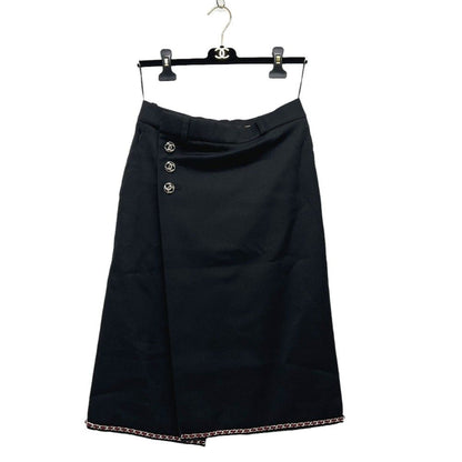Chanel Skirt Midi Rayon Black