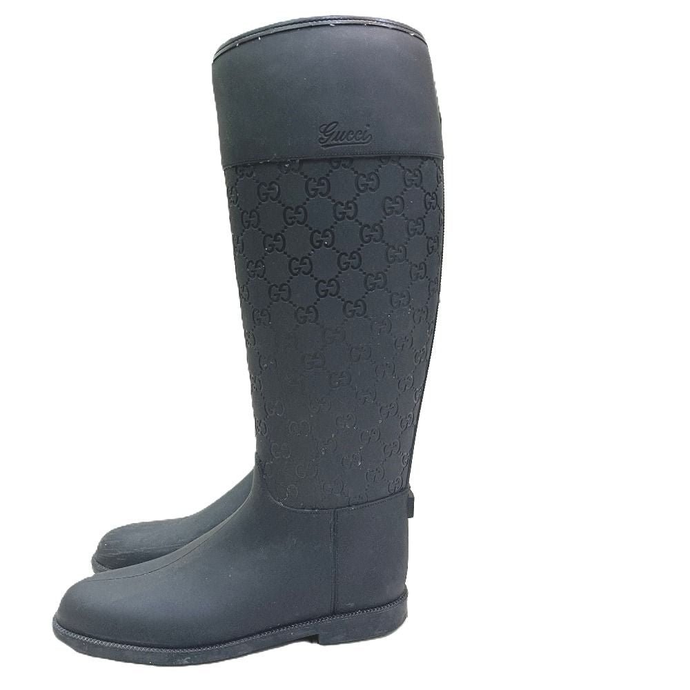 Gucci Rain Shoes GG Pattern Rubber Black — view 5