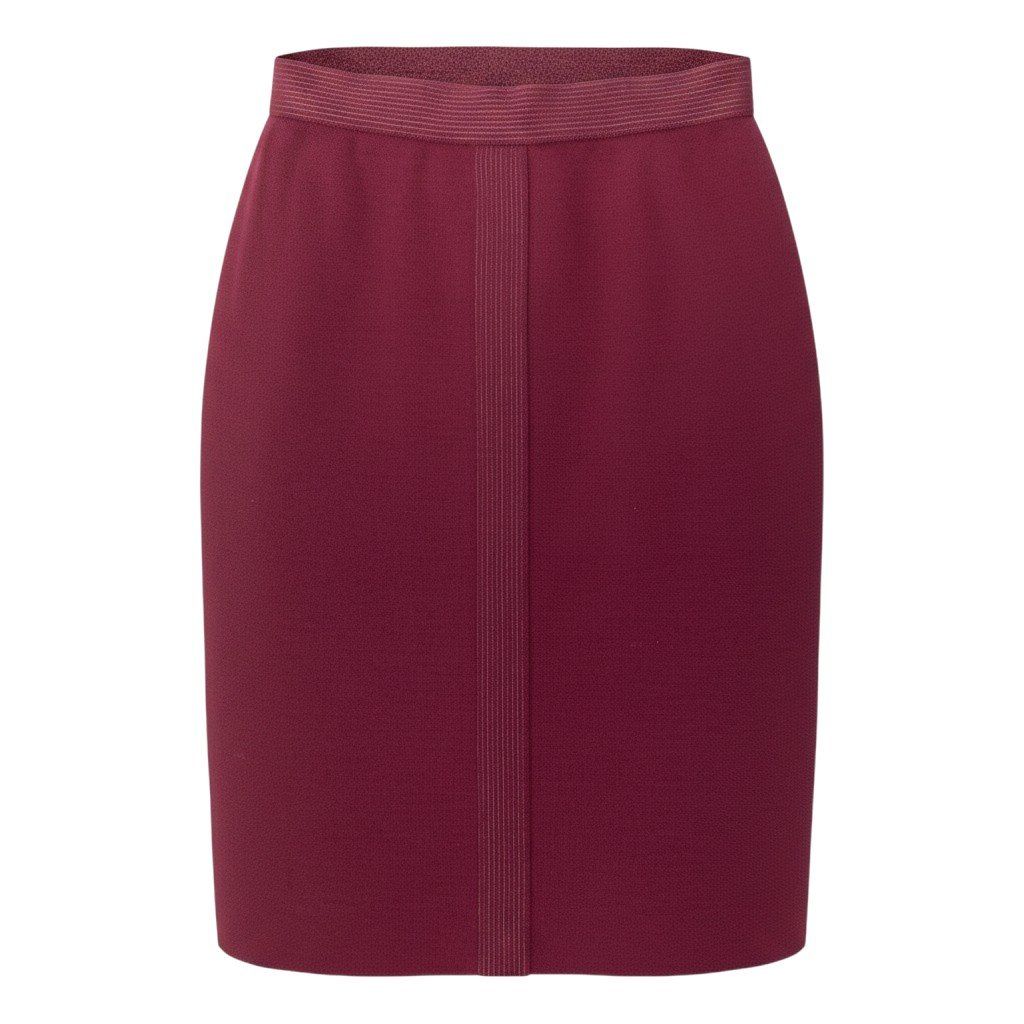 Chanel Vintage Knit Tight Skirt Gold Button Burgundy