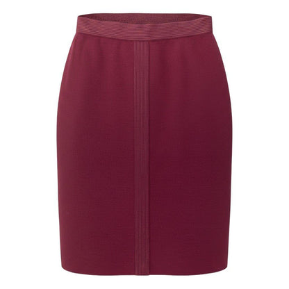 Chanel Vintage Knit Tight Skirt Gold Button Burgundy