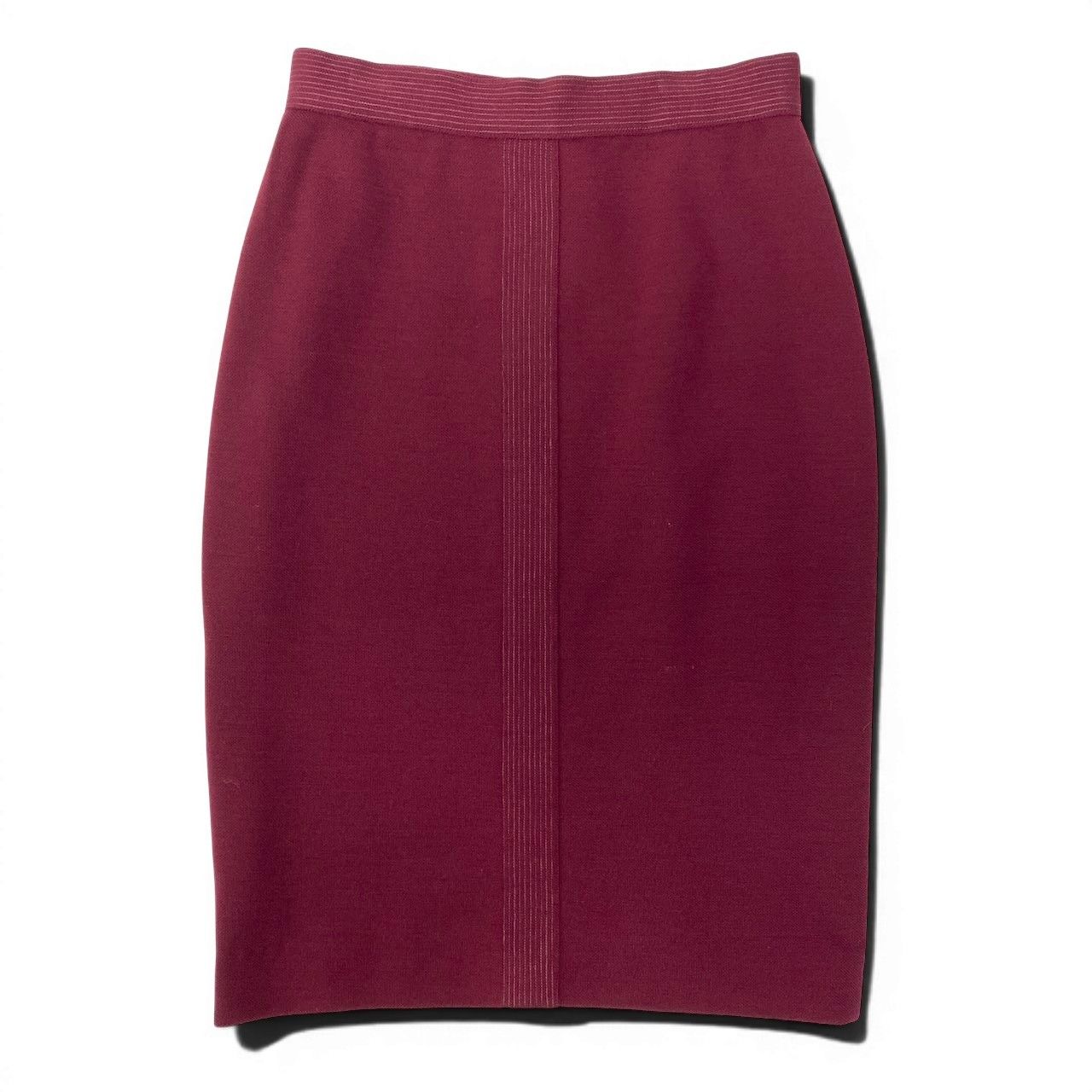 Chanel Vintage Knit Tight Skirt Gold Button Burgundy — view 2