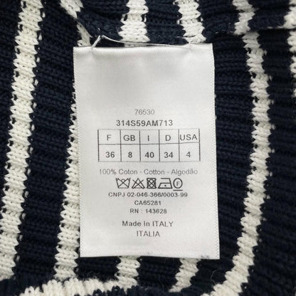 Dior Sweater Star Logo Border Knit 40 Cotton Navy White — view 9