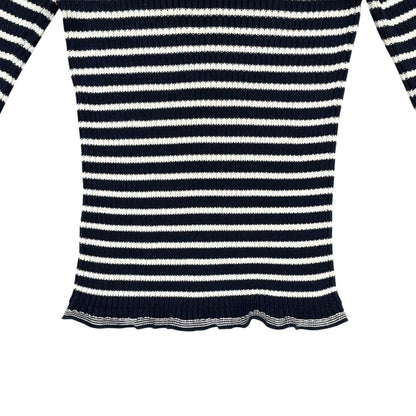 Dior Sweater Star Logo Border Knit 40 Cotton Navy White — view 6