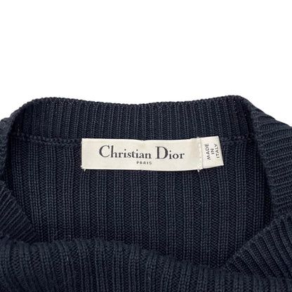 Dior Sweater Star Logo Border Knit 40 Cotton Navy White — view 8