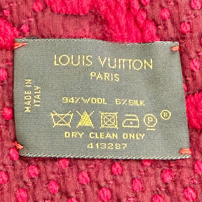 Louis Vuitton Echarpe Logo Mania Wool Silk Scarf Ruby — view 6