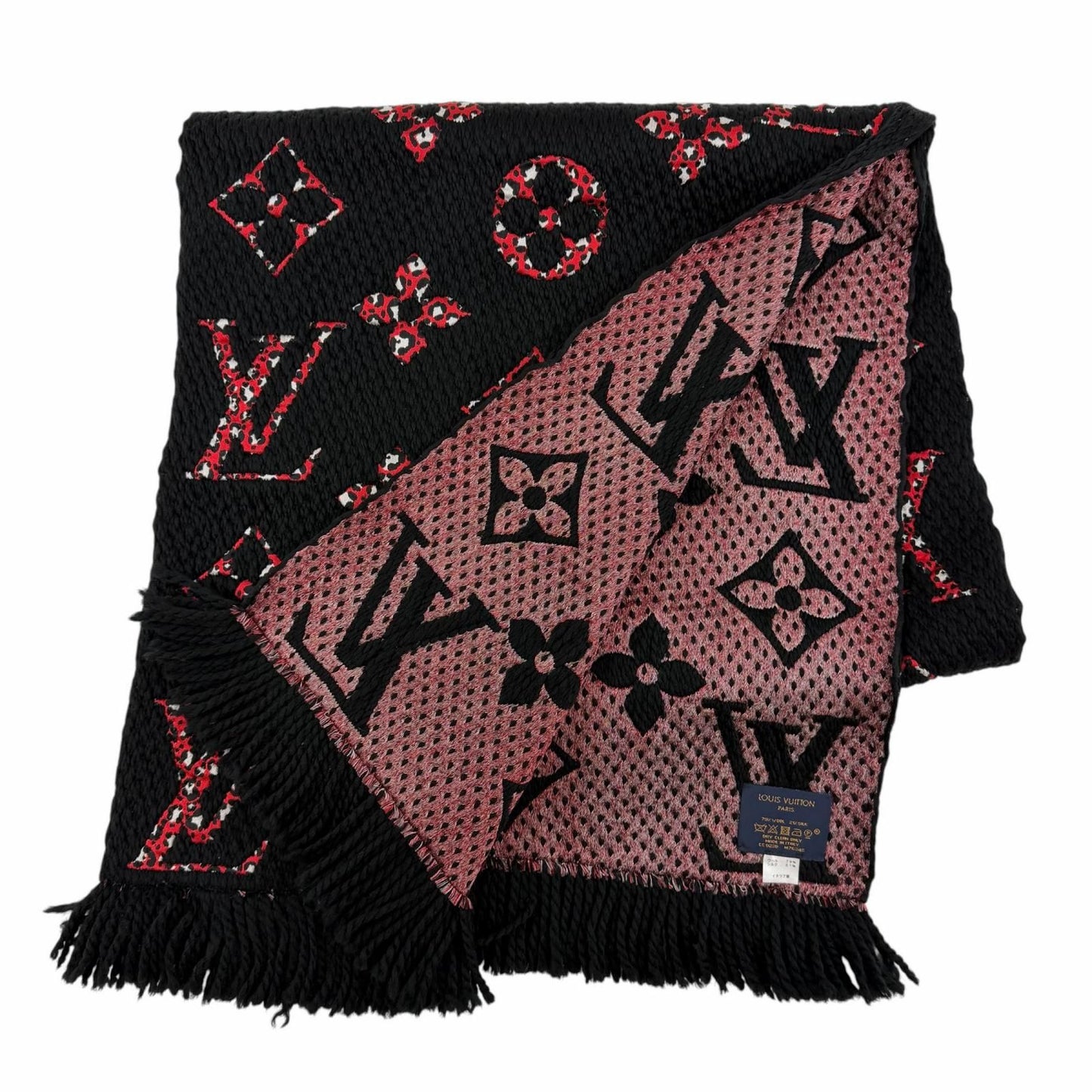 Louis Vuitton Echarpe Giant Monogram Jungle Wool Silk Scarf Black — view 2