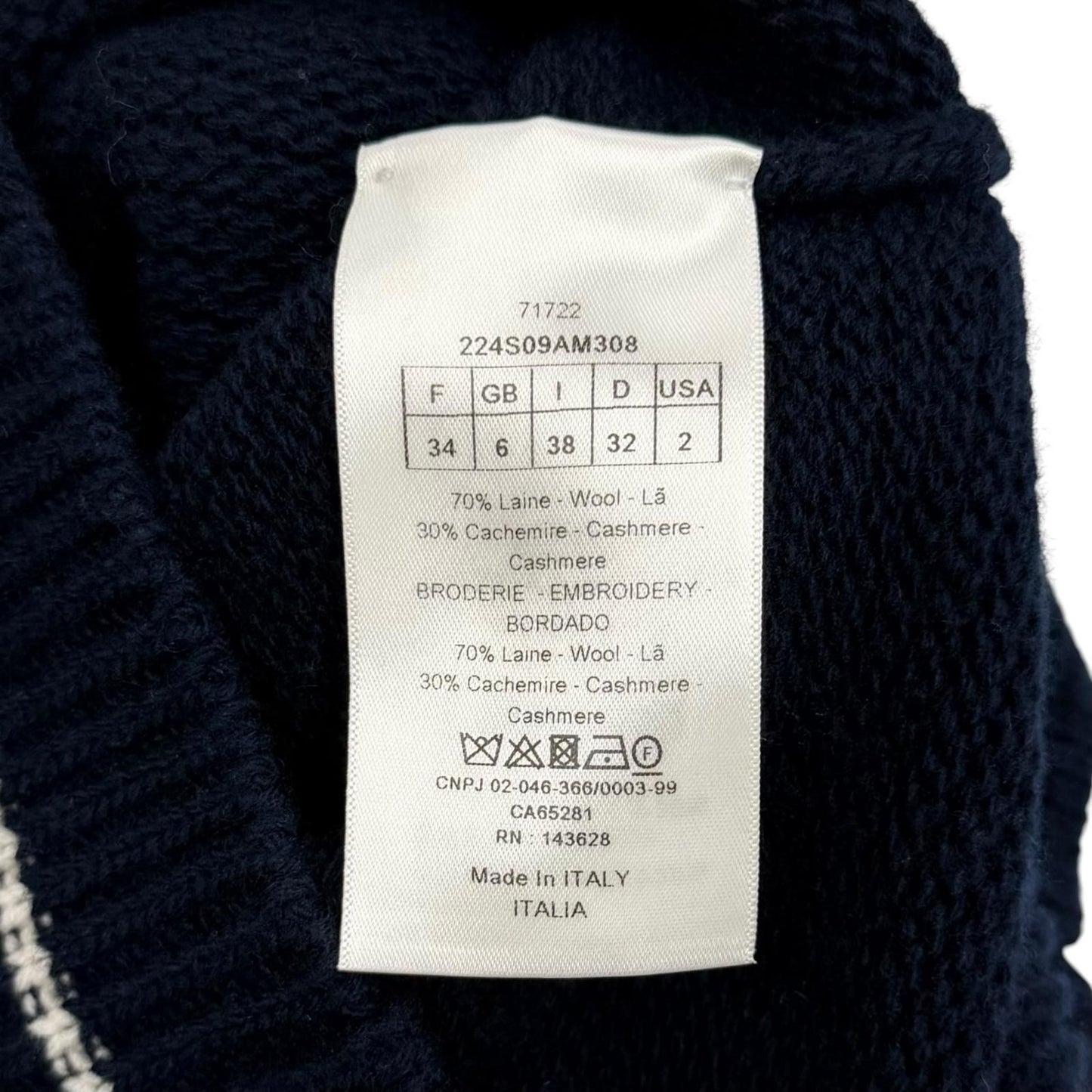 Dior Wool Cashmere Blend Logo Sweater — view 6