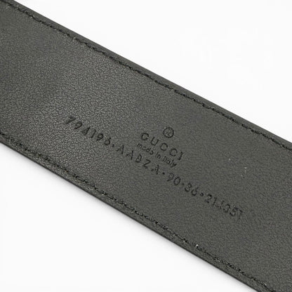 Gucci Leather GG Pattern Interlocking Buckle Wide Belt Black Silver — view 9