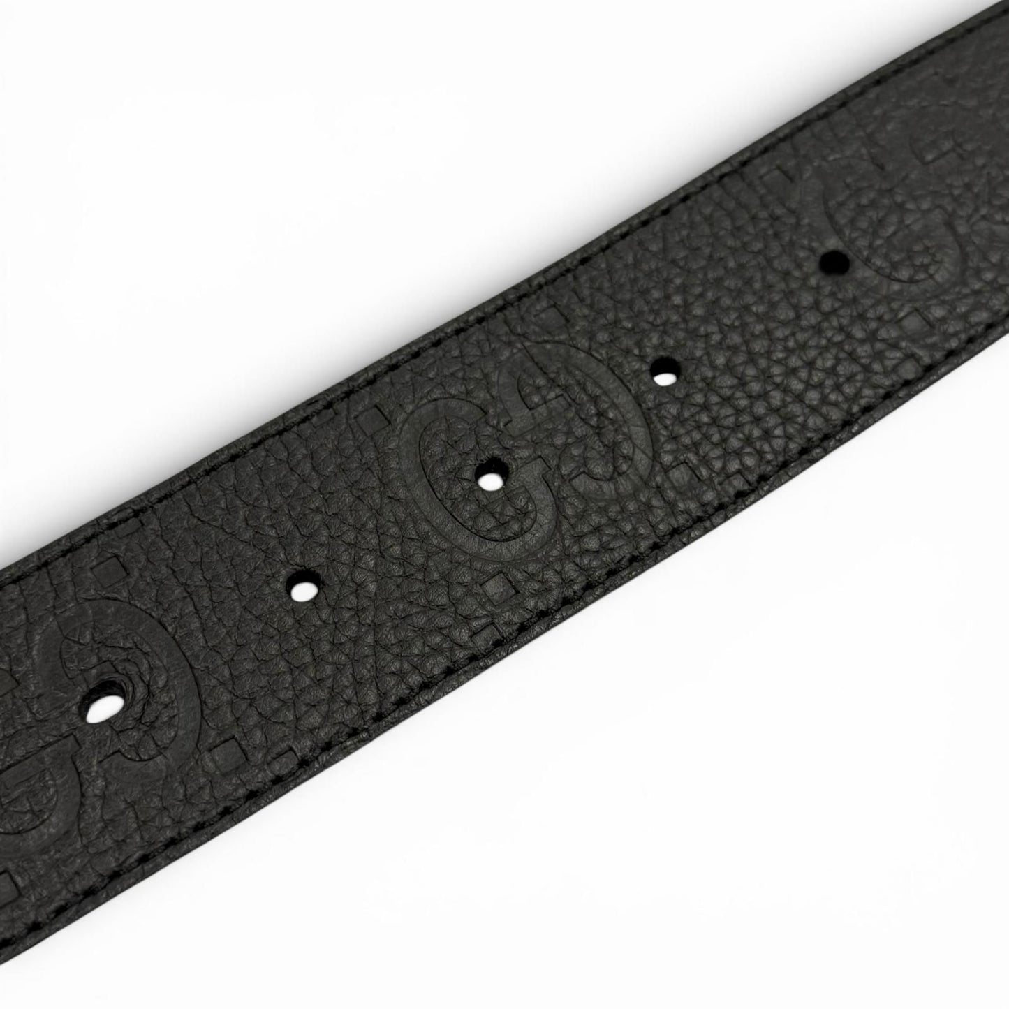 Gucci Leather GG Pattern Interlocking Buckle Wide Belt Black Silver — view 7