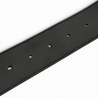 Gucci Leather GG Pattern Interlocking Buckle Wide Belt Black Silver — view 8