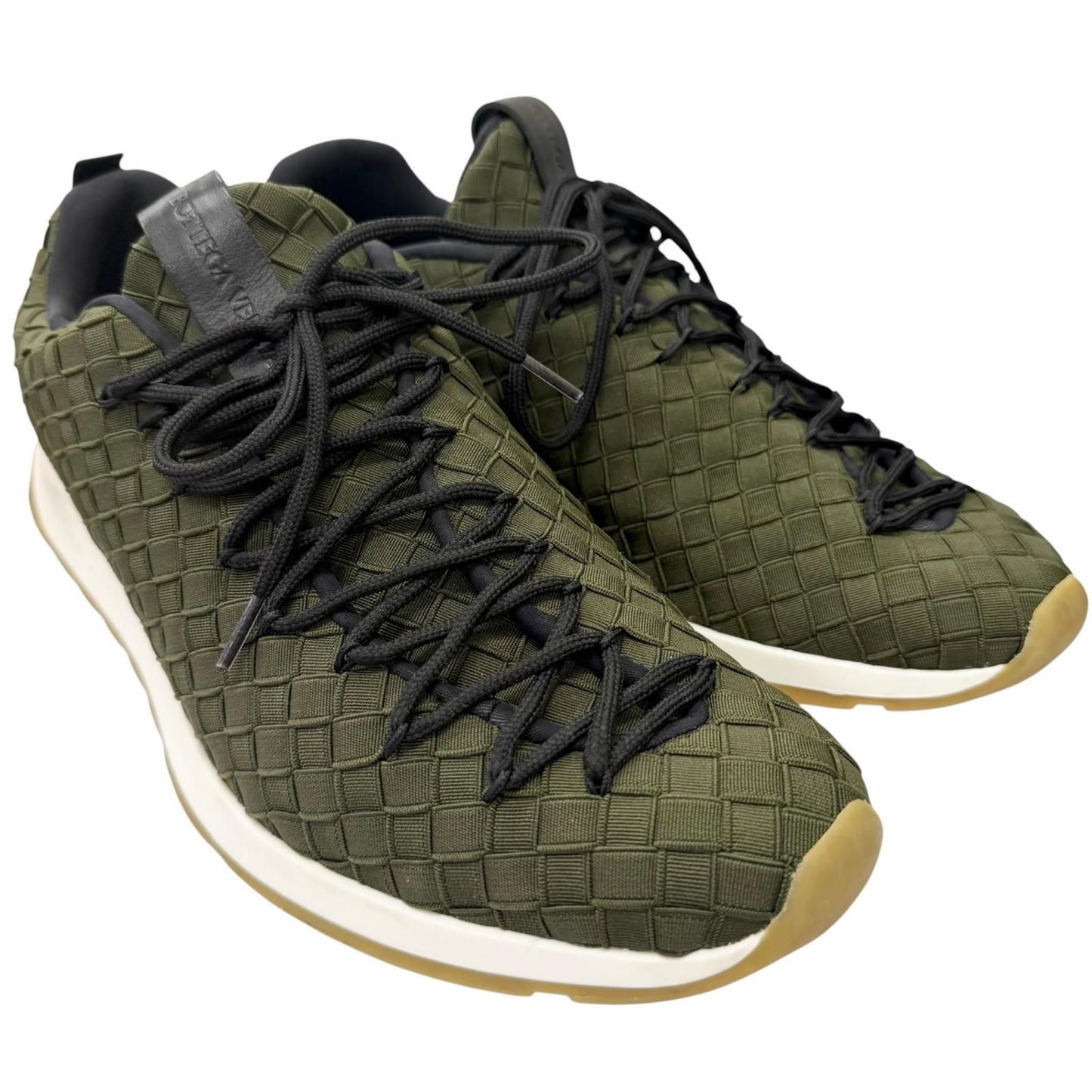 Bottega Veneta Lace Up Logo Low Cut Sneakers Khaki 41 Recommended