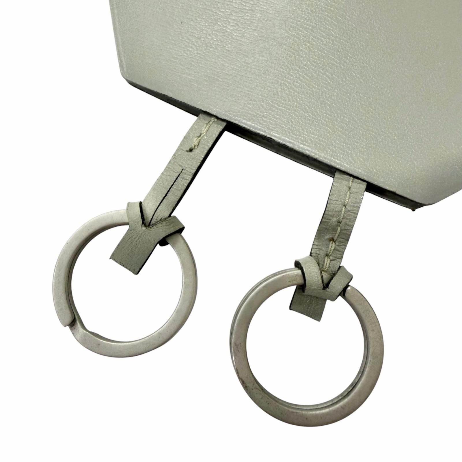 Hermes Vintage Leather Martin Margiela Era Clochette Charm Necklace Gray — view 5
