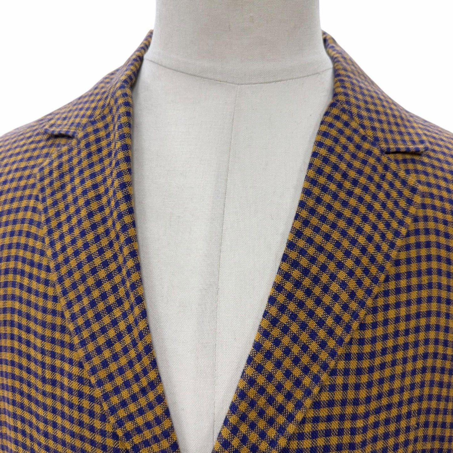 Gucci Linen 100% Interlocking Ribbon Mini Plaid Shell Button Single Jacket — view 2
