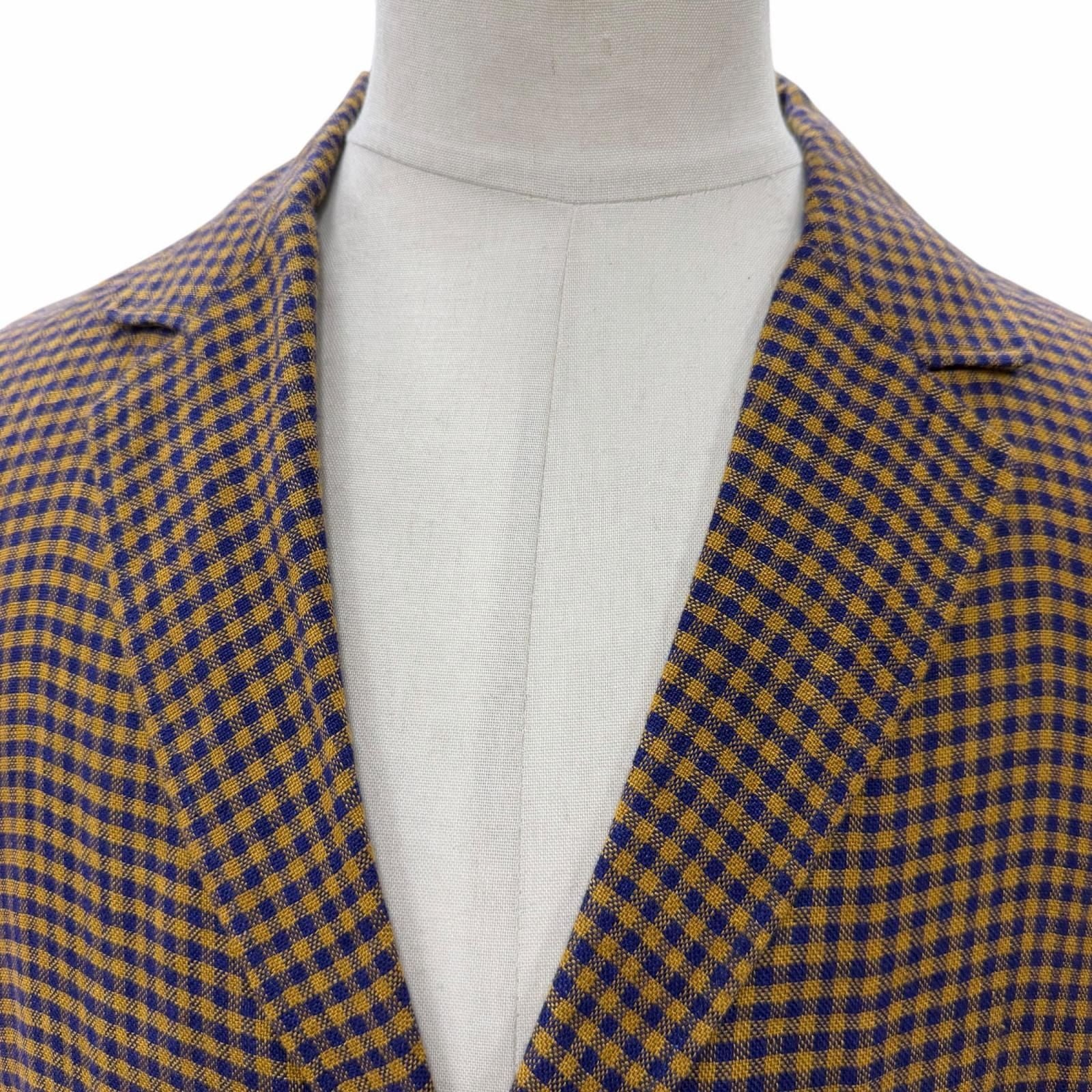 Gucci Linen 100% Interlocking Ribbon Mini Plaid Shell Button Single Jacket — view 2