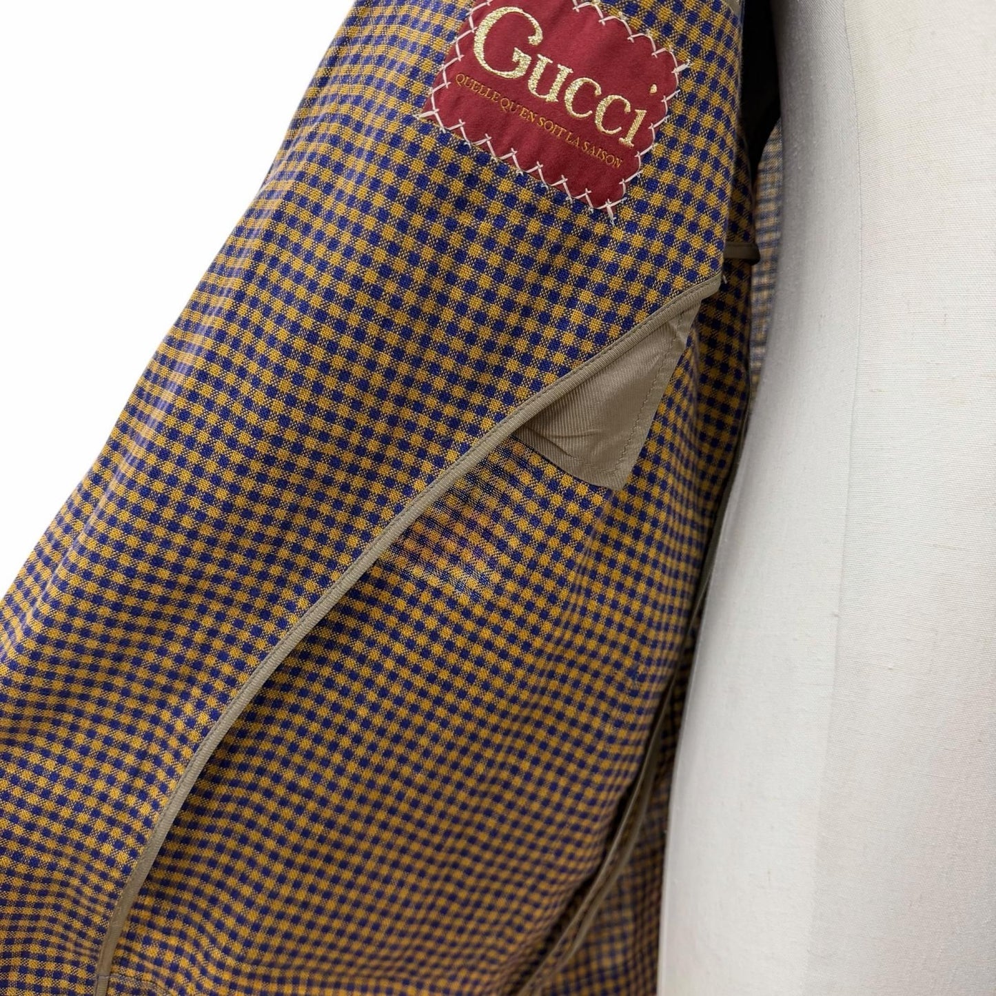 Gucci Linen 100% Interlocking Ribbon Mini Plaid Shell Button Single Jacket — view 5