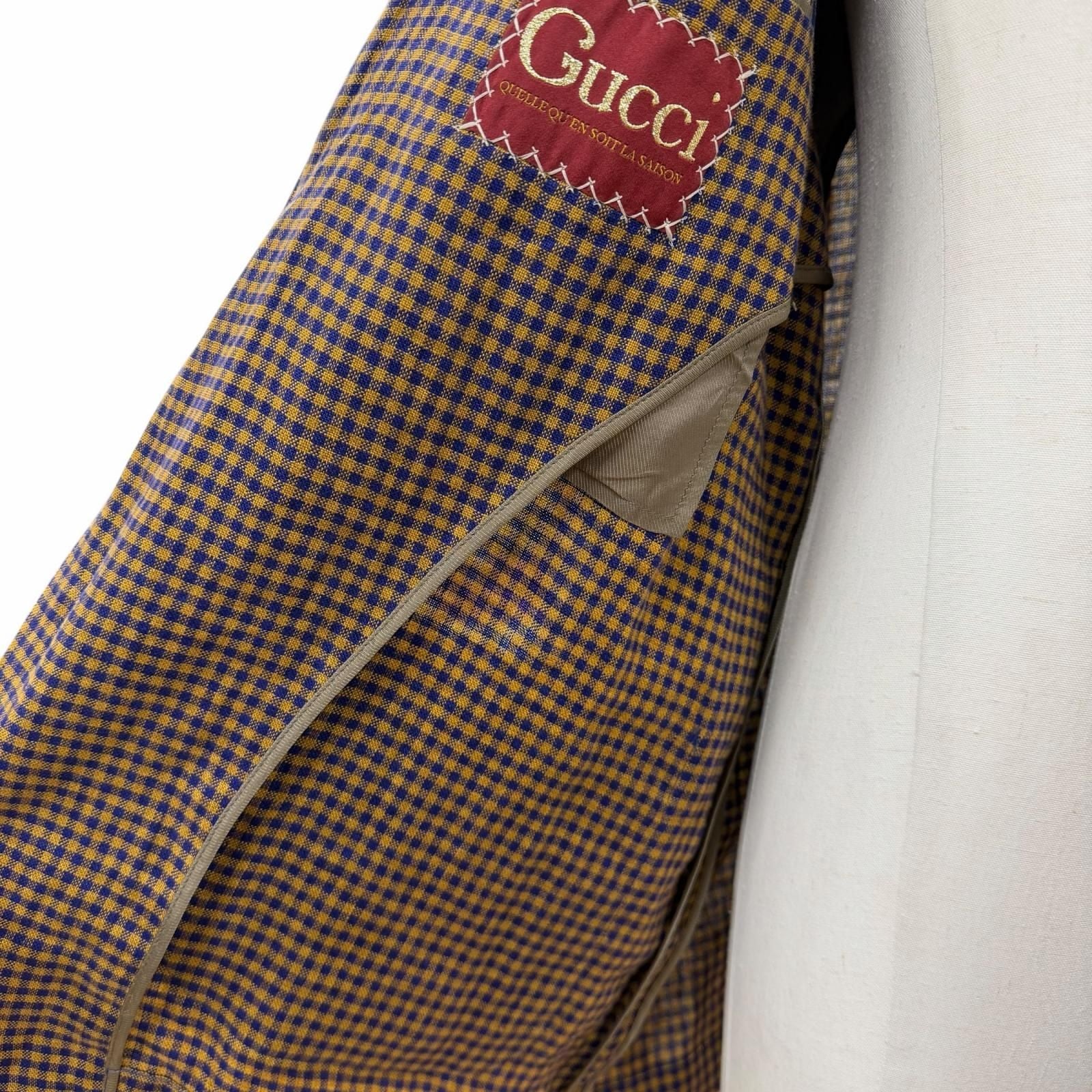Gucci Linen 100% Interlocking Ribbon Mini Plaid Shell Button Single Jacket — view 5