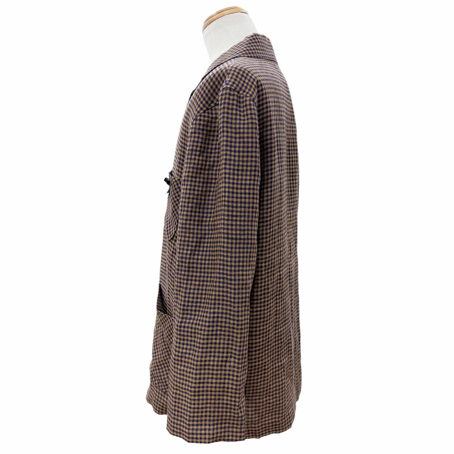 Gucci Linen 100% Interlocking Ribbon Mini Plaid Shell Button Single Jacket — view 3