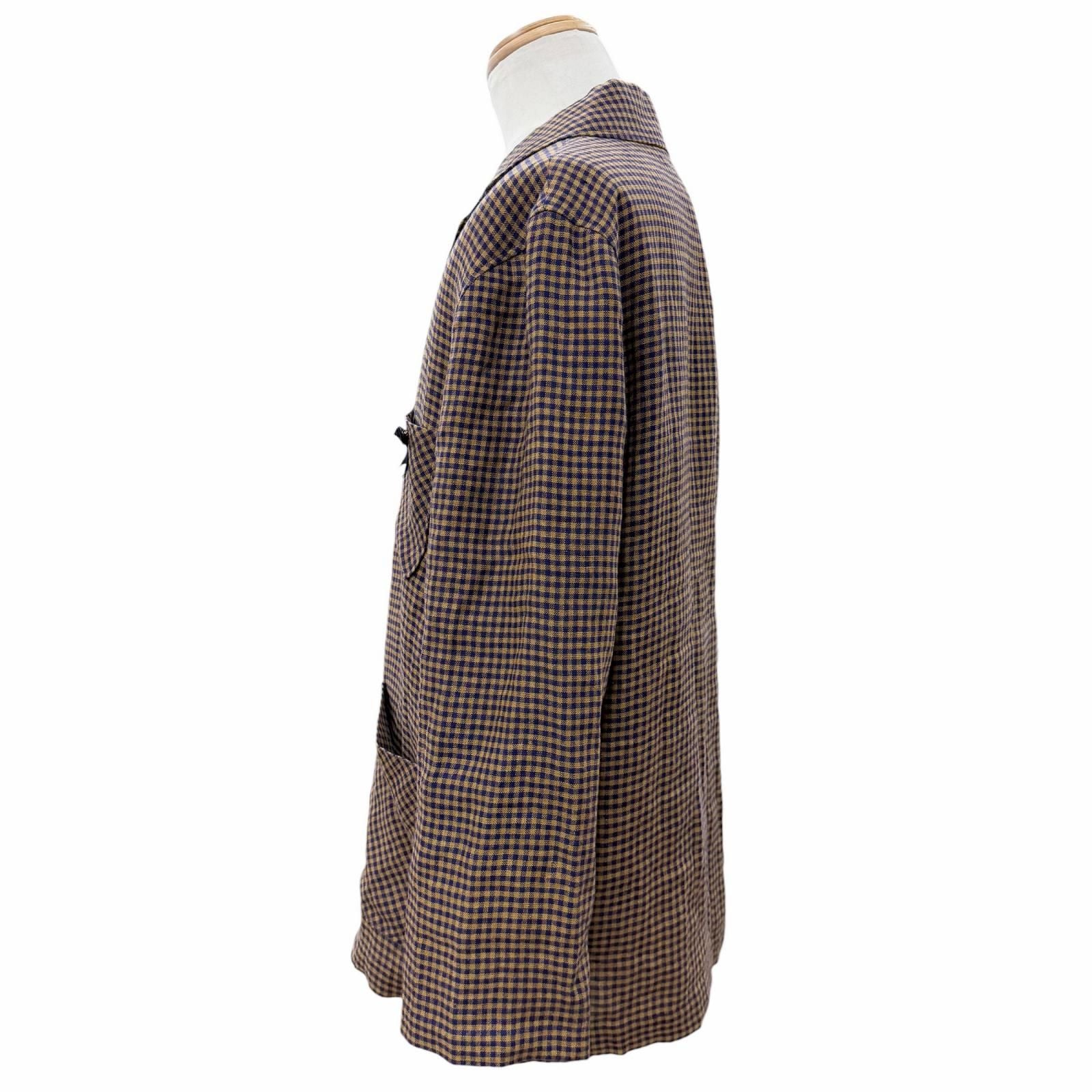 Gucci Linen 100% Interlocking Ribbon Mini Plaid Shell Button Single Jacket — view 3