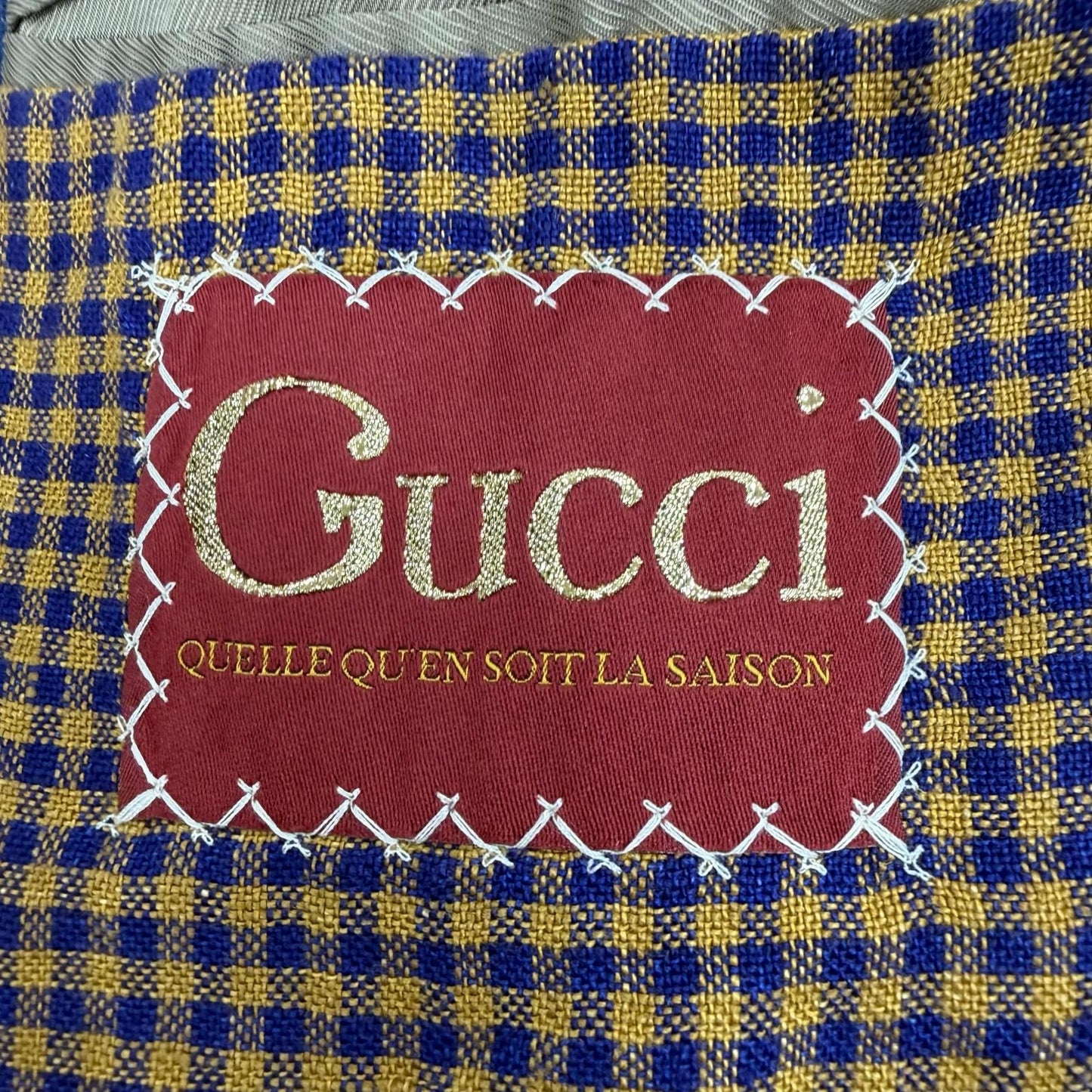 Gucci Linen 100% Interlocking Ribbon Mini Plaid Shell Button Single Jacket — view 9