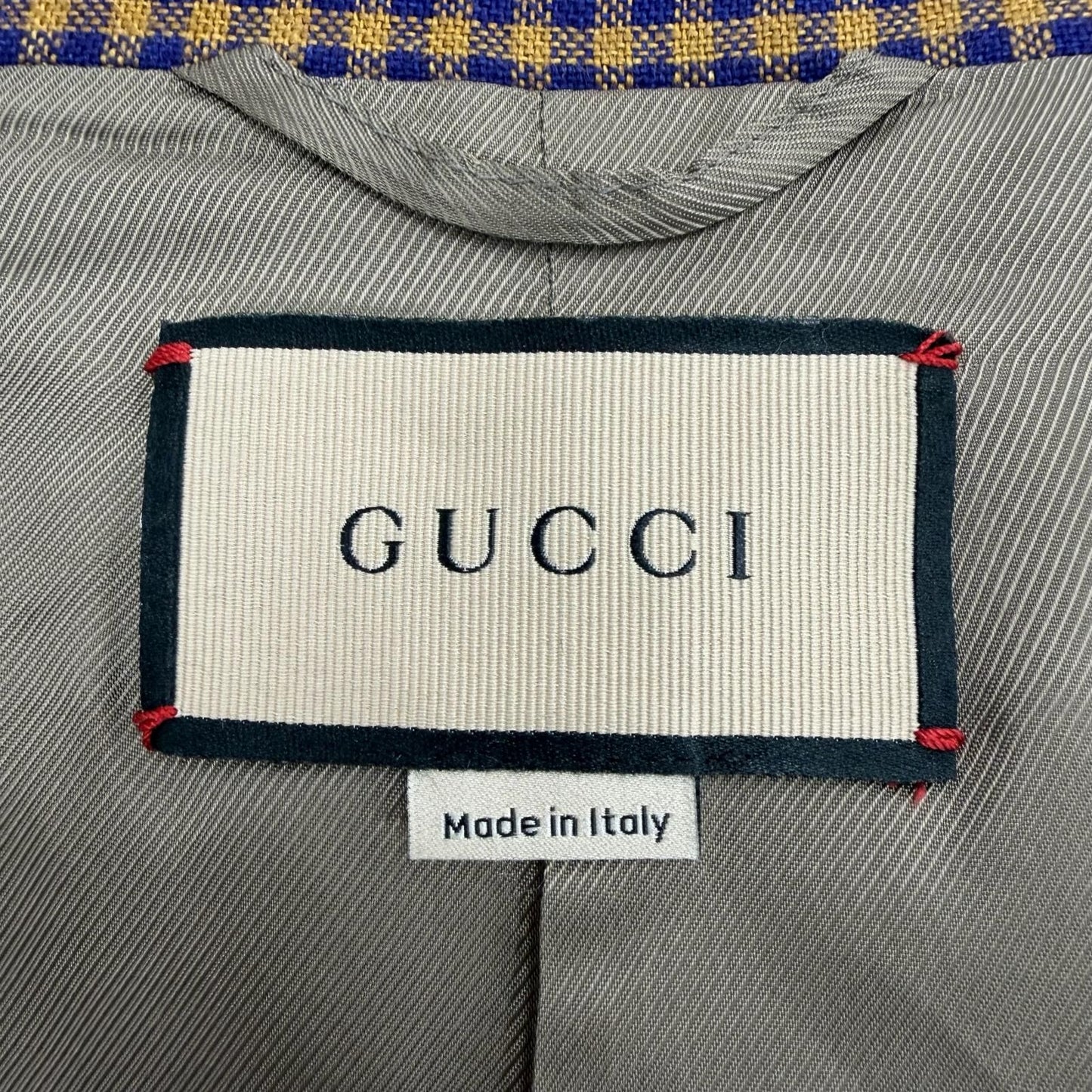 Gucci Linen 100% Interlocking Ribbon Mini Plaid Shell Button Single Jacket — view 8