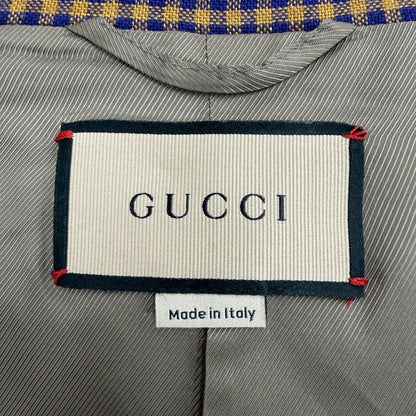 Gucci Linen 100% Interlocking Ribbon Mini Plaid Shell Button Single Jacket — view 8