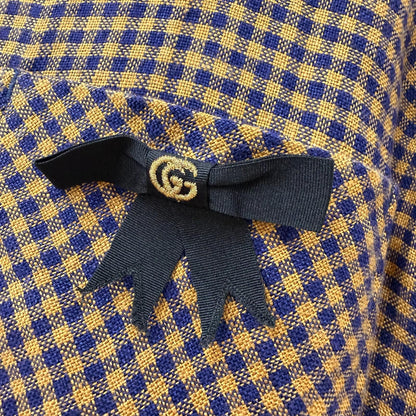 Gucci Linen 100% Interlocking Ribbon Mini Plaid Shell Button Single Jacket — view 7
