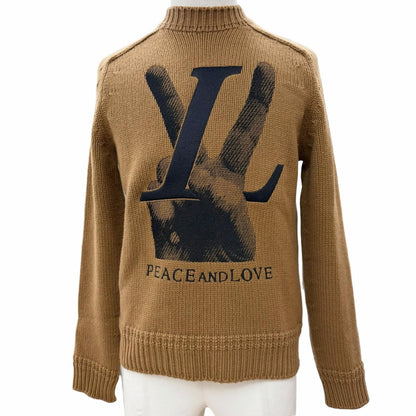 Louis Vuitton Peace and Love Cashmere Vicuna Blend LV Logo Hand Knit Sweater