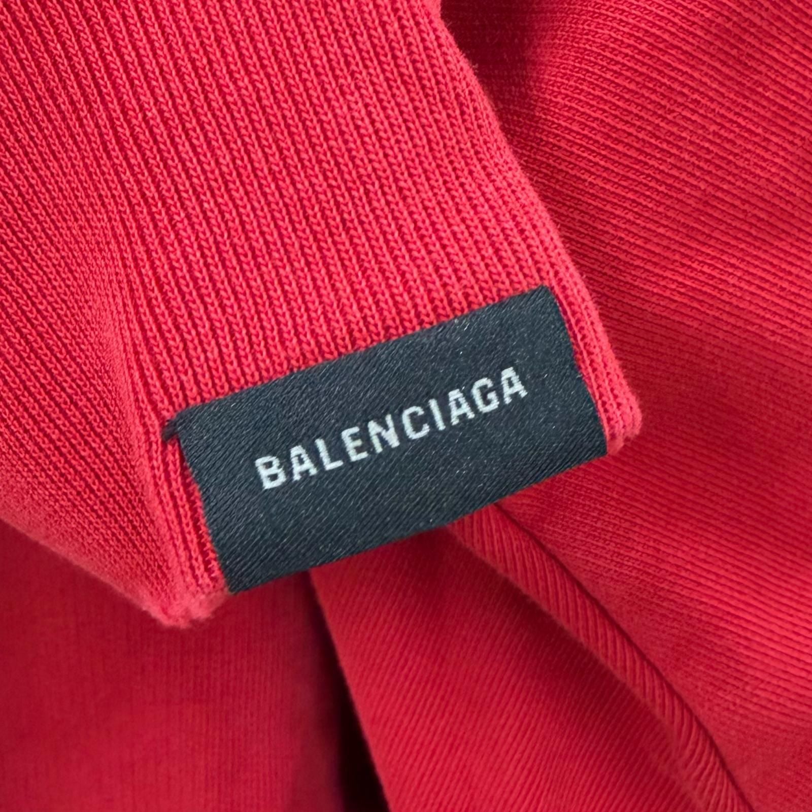 Balenciaga Faux Logo Round Hem Hoodie Cotton 100% Many Kisses Print Distressed — view 7