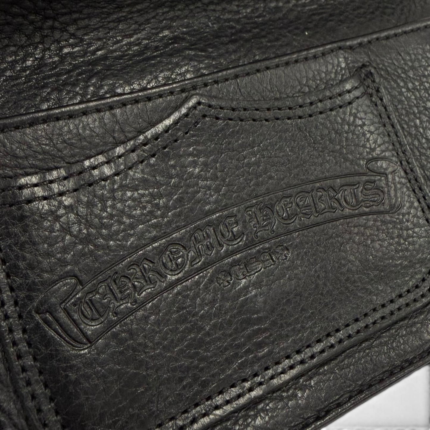 Chrome Hearts Single Fold Wallet Leather Scroll Label Bifold Black Silver — view 8