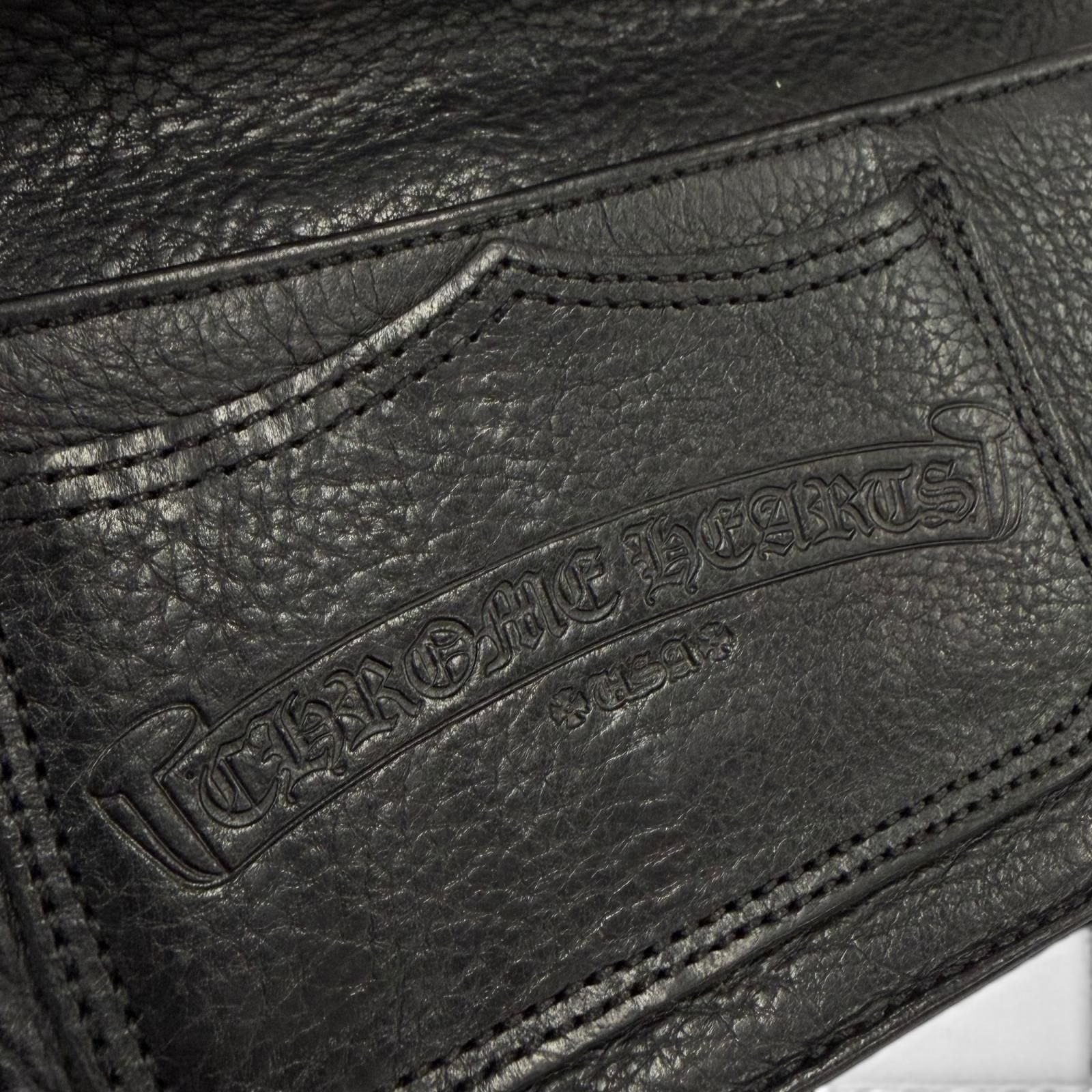 Chrome Hearts Single Fold Wallet Leather Scroll Label Bifold Black Silver — view 8