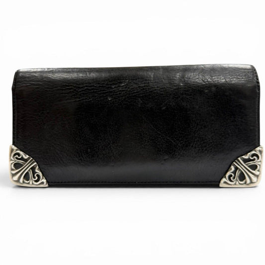 Chrome Hearts Single Fold Wallet Leather Scroll Label Bifold Black Silver