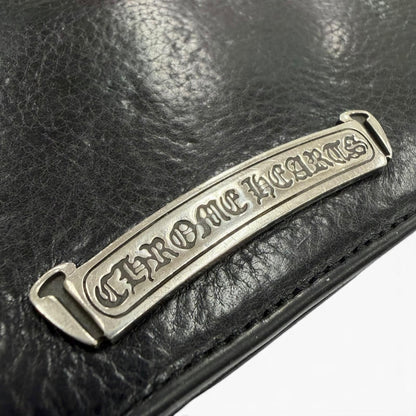 Chrome Hearts Single Fold Wallet Leather Scroll Label Bifold Black Silver — view 7