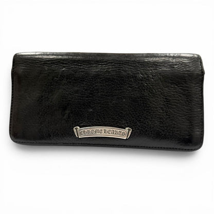 Chrome Hearts Single Fold Wallet Leather Scroll Label Bifold Black Silver — view 2