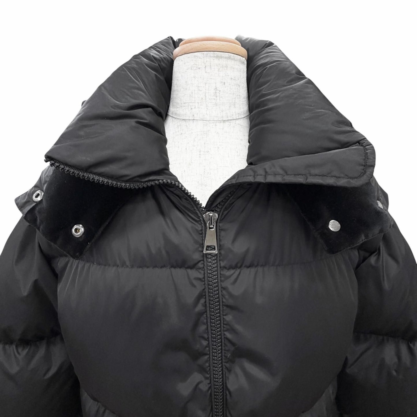 Moncler Tiam Nylon Logo Patch Hooded Long Down Coat Black 0 — view 4
