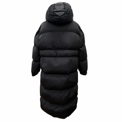 Moncler Tiam Nylon Logo Patch Hooded Long Down Coat Black 0 — view 3