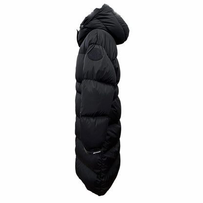 Moncler Tiam Nylon Logo Patch Hooded Long Down Coat Black 0 — view 2