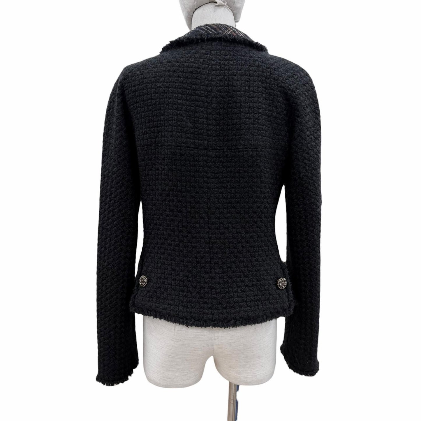 Chanel Lining Silk 100% CC Logo Gripoix Button Jacket Black 38 — view 3