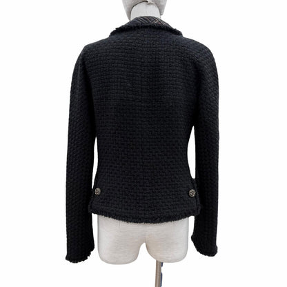 Chanel Lining Silk 100% CC Logo Gripoix Button Jacket Black 38 — view 3
