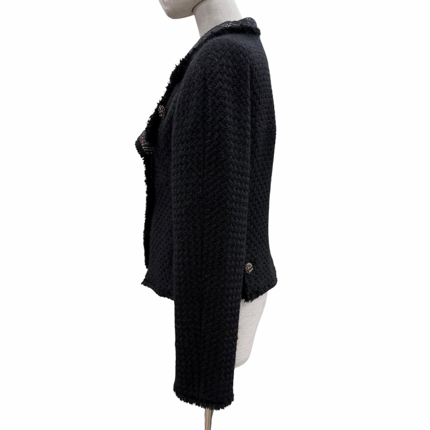 Chanel Lining Silk 100% CC Logo Gripoix Button Jacket Black 38 — view 2