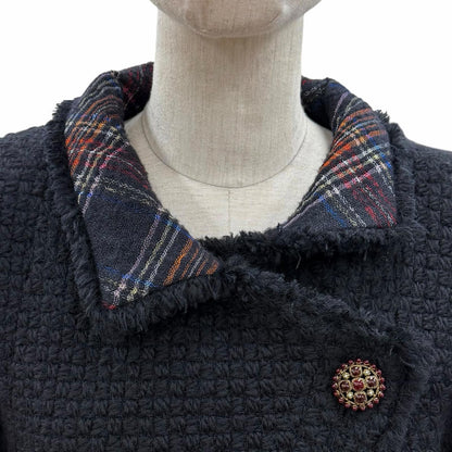 Chanel Lining Silk 100% CC Logo Gripoix Button Jacket Black 38 — view 4