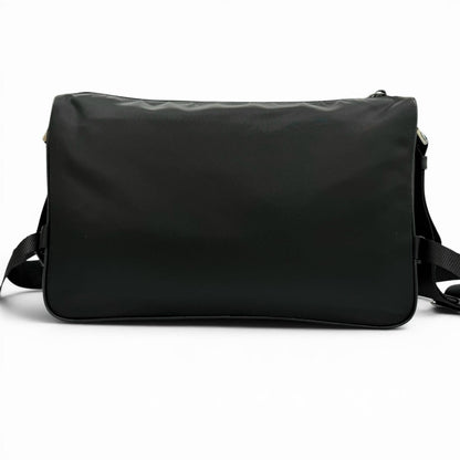 Prada Nylon Leather Triangle Logo Plate Re-Nylon Shoulder Bag Black — view 3