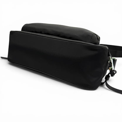 Prada Nylon Leather Triangle Logo Plate Re-Nylon Shoulder Bag Black — view 4