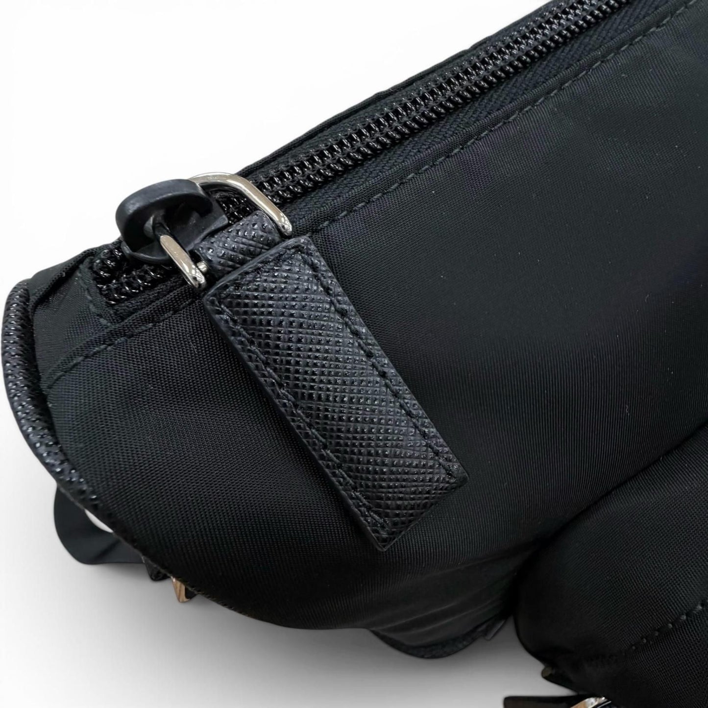 Prada Nylon Leather Triangle Logo Plate Re-Nylon Shoulder Bag Black — view 9