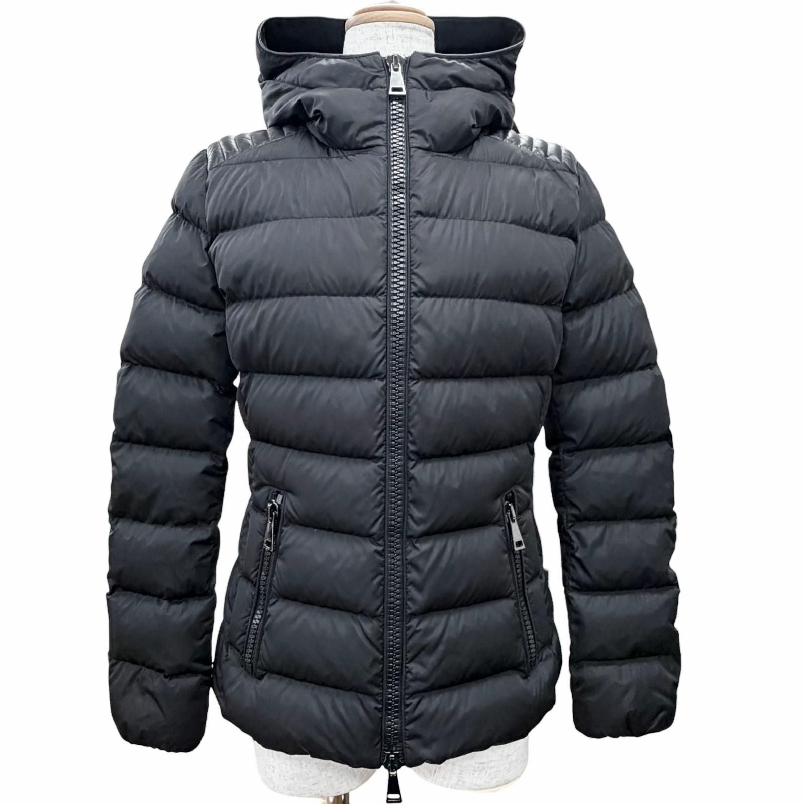 Bvlgari Moncler Tetra Logo Patch Hooded Leather Trim Down Jacket Black
