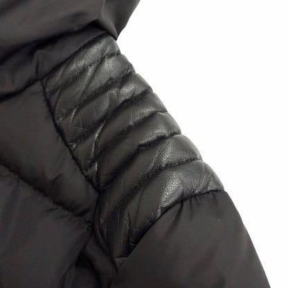 Bvlgari Moncler Tetra Logo Patch Hooded Leather Trim Down Jacket Black — view 6
