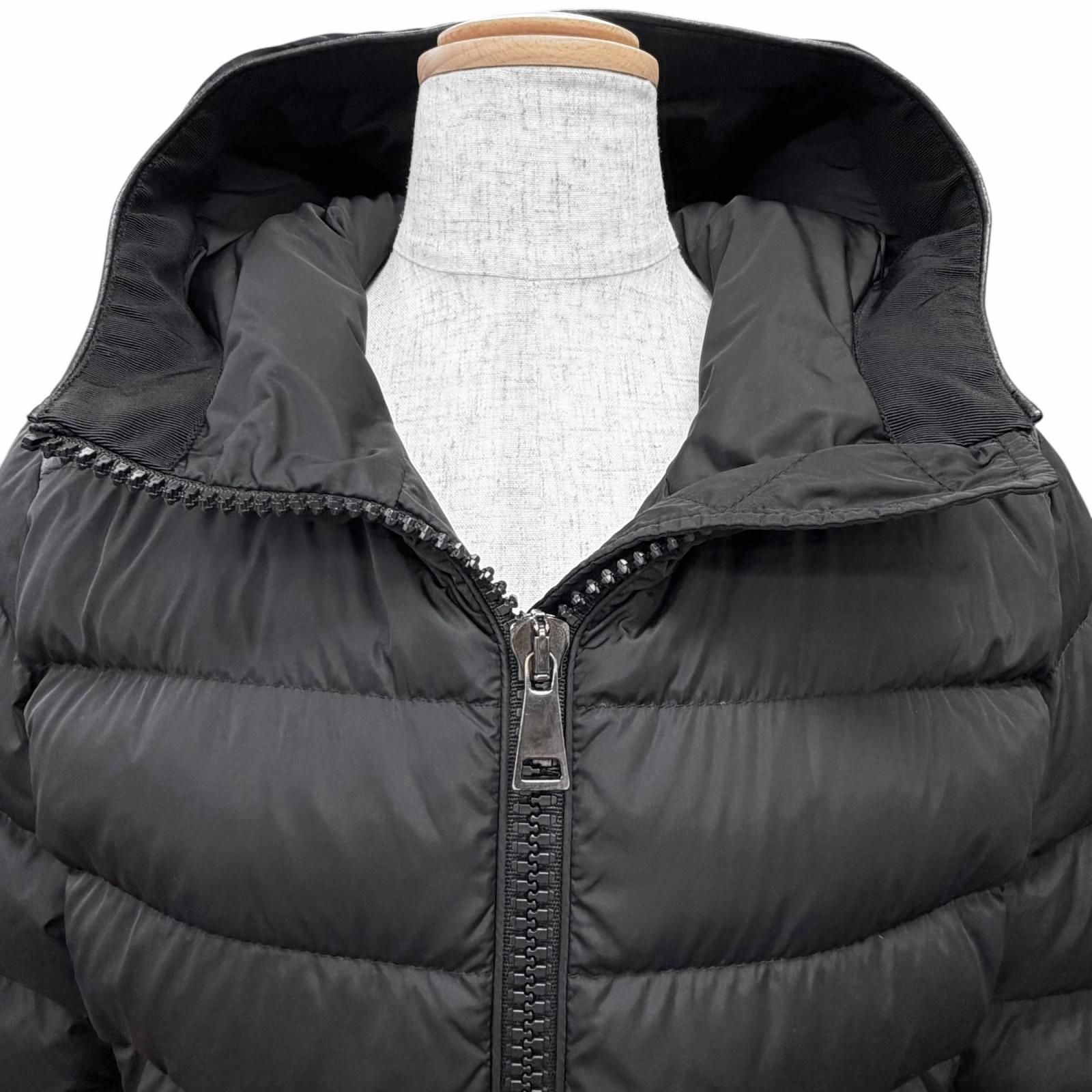 Bvlgari Moncler Tetra Logo Patch Hooded Leather Trim Down Jacket Black — view 4